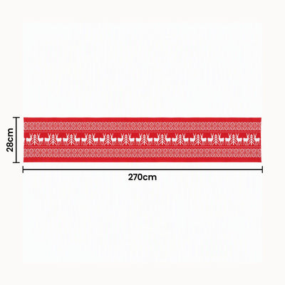 Jingle Jollys Christmas Table Runner Reindeers 270x28CM Dining Party Decor Red