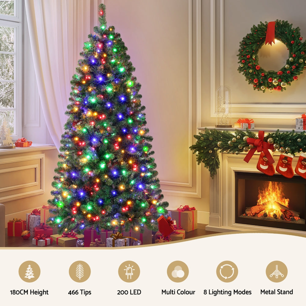 Jingle Jollys Christmas Tree 1.8M LED Corner Xmas Tree Half 8 Modes Multi-color