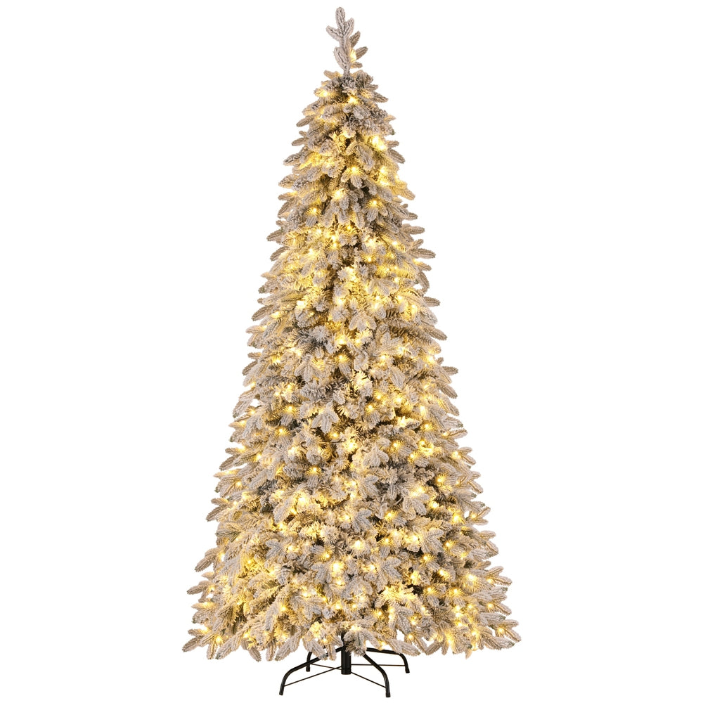Jingle Jollys Christmas Tree 2.1m Flocking Pencil Tree LED Xmas 860 Tips White