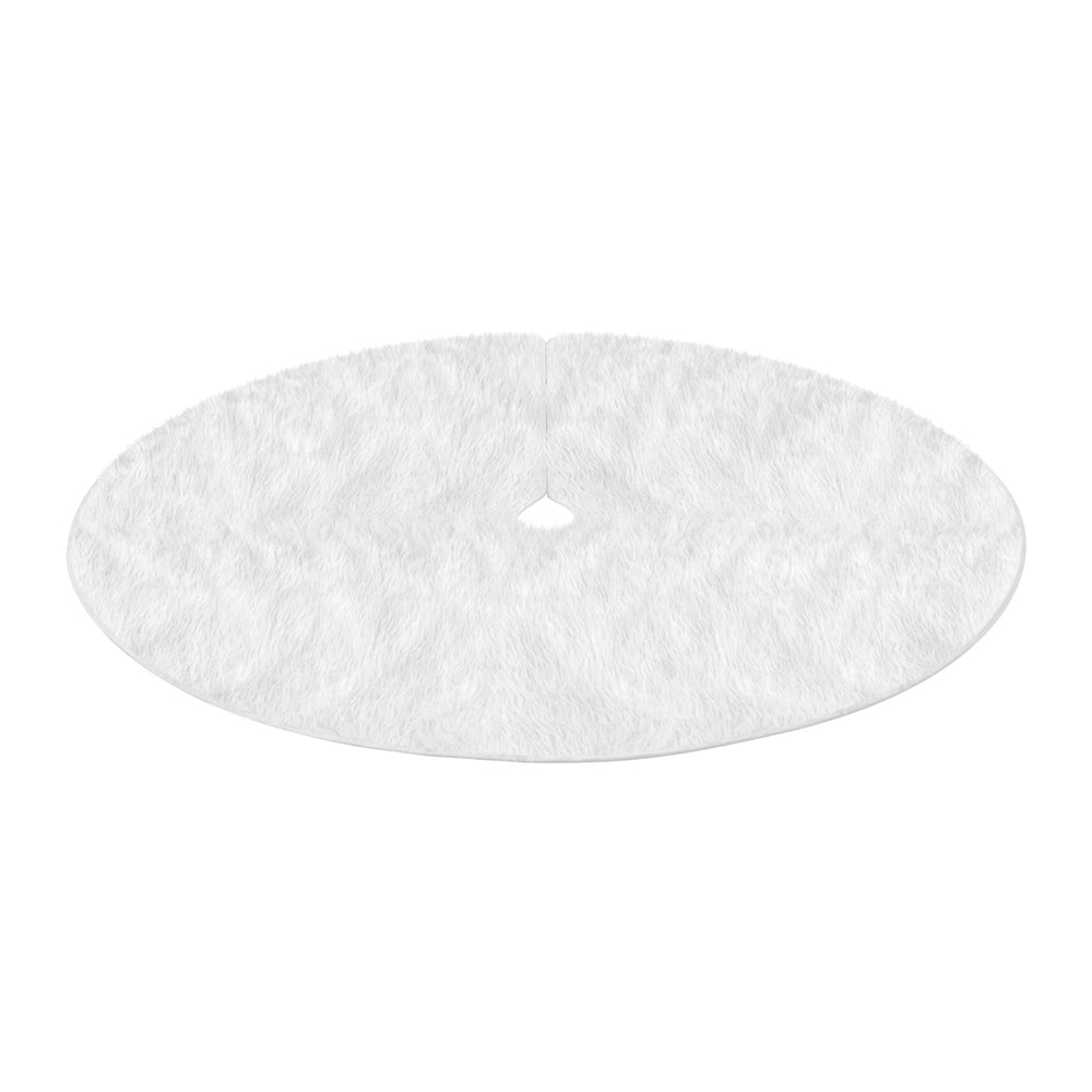 Jingle Jollys Christmas Tree Skirt 90cm Plush Xmas Fluffy Ornaments Decor White