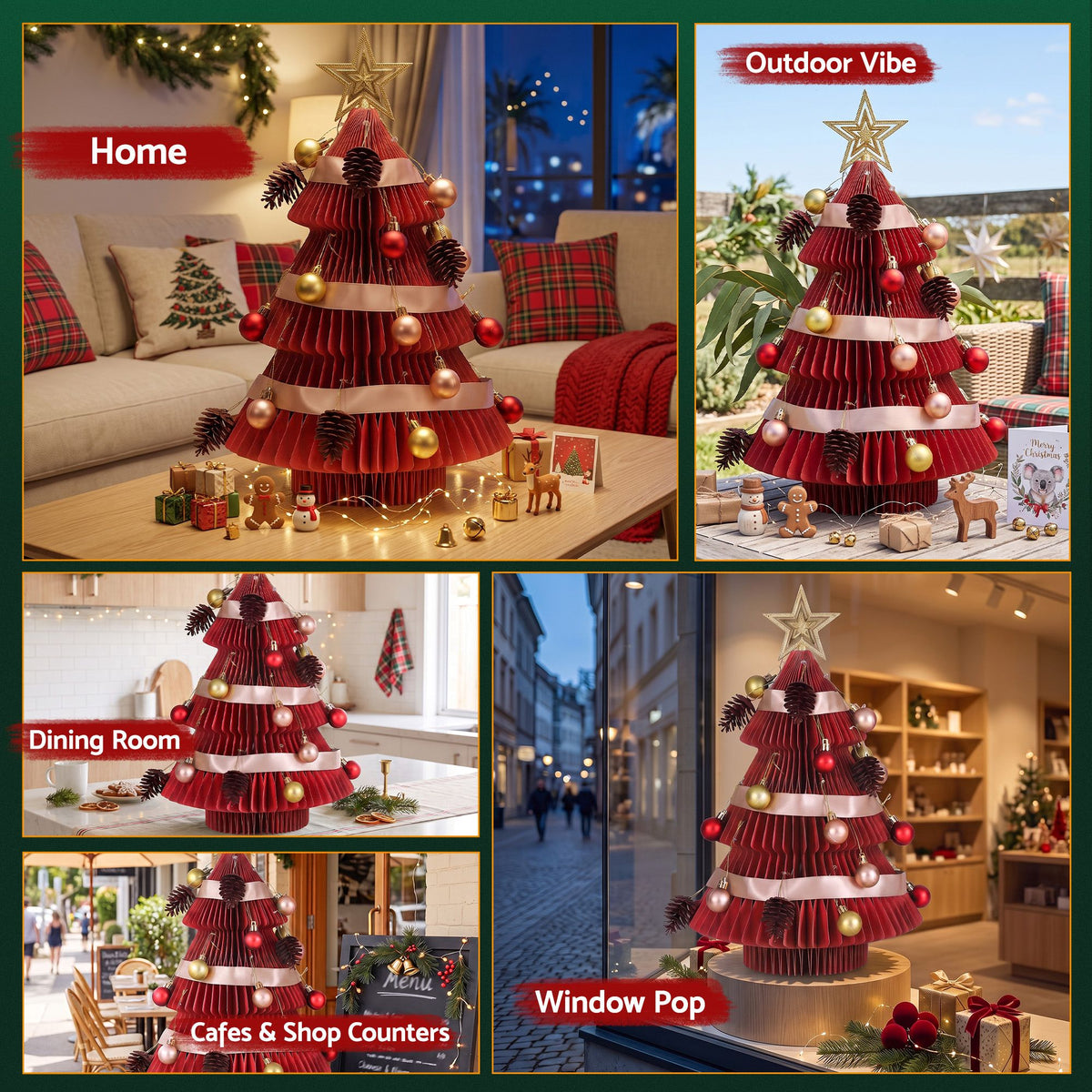 Jingle Jollys Folding Christmas Tree 47CM Xmas Table Decorations Red