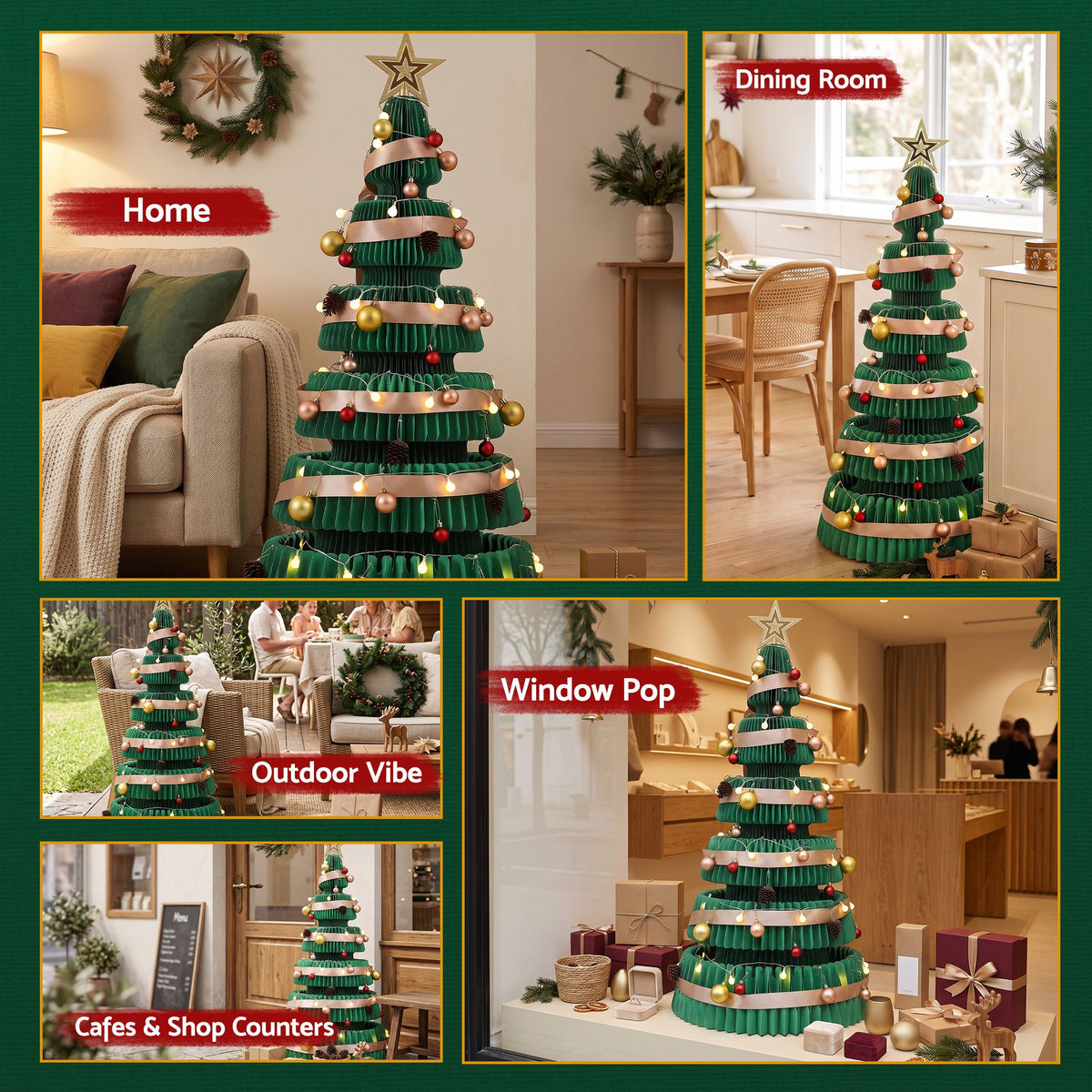 Jingle Jollys 111cm Christmas Tree Decoration with Lights Foldable Paper Tree