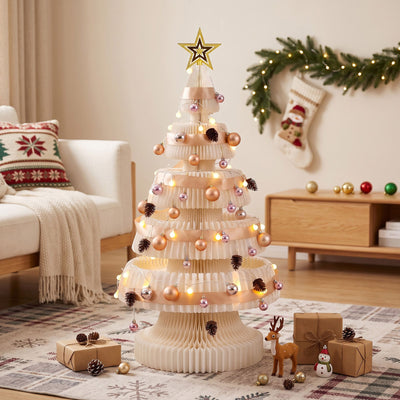 Jingle Jollys Prelit Christmas Tree Decorations 114CM Foldable Quick Setup White