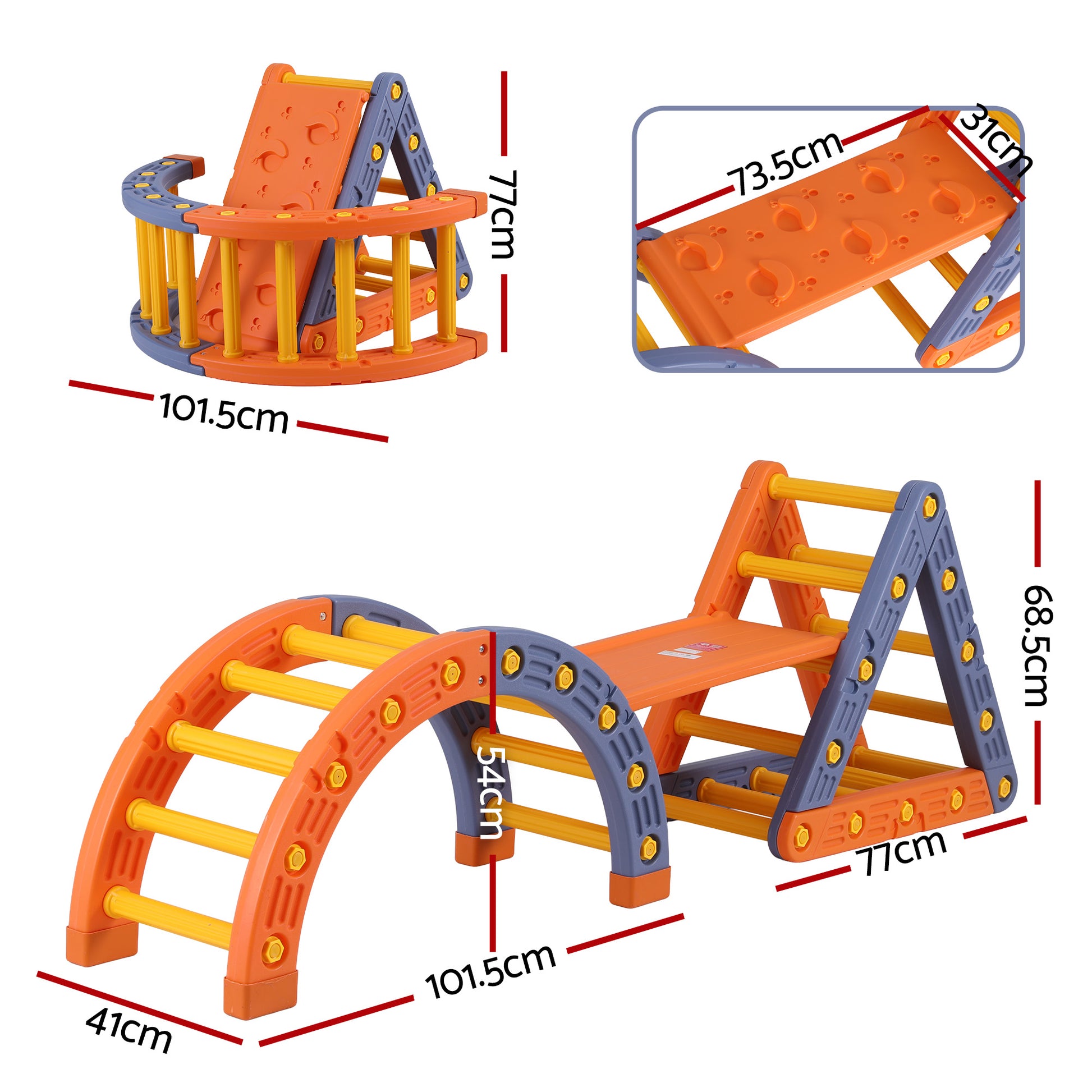 Keezi Kids Climbing Frame Set With Slide Indoor Outdoor Toddler Toys Pikler Triangle Climber With Arch