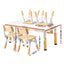 Keezi Kids Table and 4 Chairs Set Height Adjustable Toddler Desk and Chair Set for Ages 3-8, Children Activity Table with Graffiti Desktop for Learning Drawing Playing, Yellow