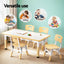Keezi Kids Table and 4 Chairs Set Height Adjustable Toddler Desk and Chair Set for Ages 3-8, Children Activity Table with Graffiti Desktop for Learning Drawing Playing, Yellow