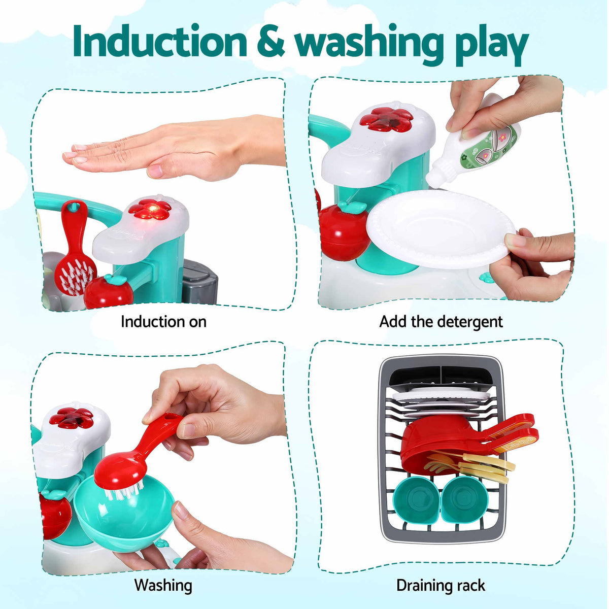 Keezi 2 Piece Kids Pretend Kitchen and Washing Playset Sink Toys
