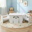 Keezi 3PCS Kids Table and Chairs Set Storage Toys Play Activity Desk