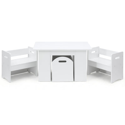 Keezi 3PCS Kids Table and Chairs Set Storage Toys Play Activity Desk