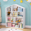 Keezi 4 Tiers Kids Bookshelf Wooden Bookcase Display Storage Organiser Cabinet White