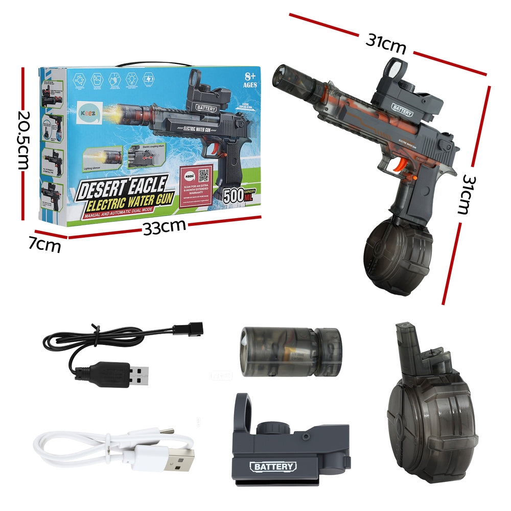 Keezi Kids Adult Electric Water Gun 500ml Water Tank Light Squirt Guns Toys Grey