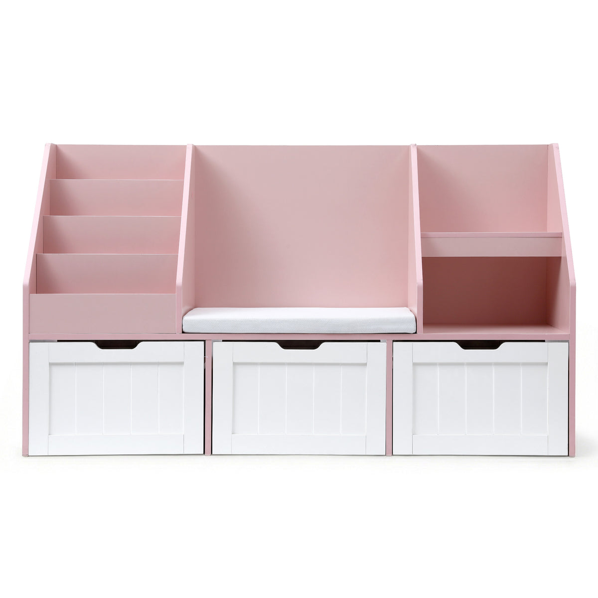 Keezi Kids Bookshelf Storage Organiser Toy Box Drawer Bench Seat Cabinet Pink