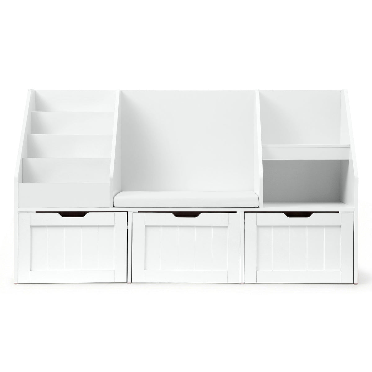 Keezi Kids Bookshelf Storage Organiser Toy Box Drawer Bench Seat Cabinet White