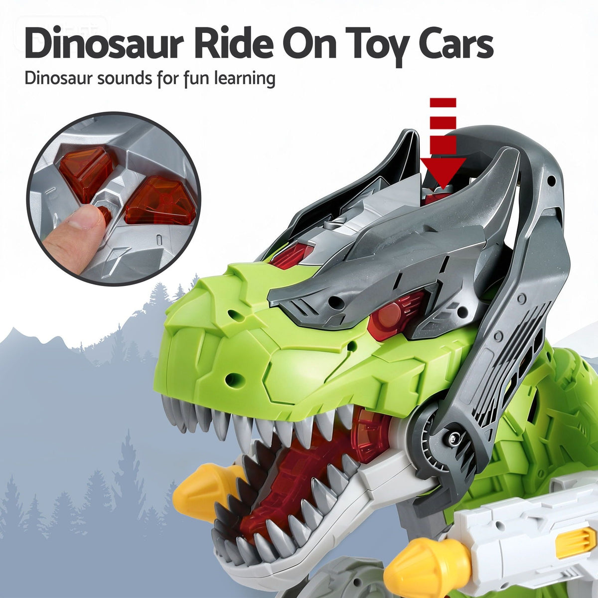 Keezi Kids Dinosaur Ride On Push Car Toy with Spray Function Indoor Outdoor Toys