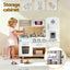 Keezi Kids Kitchen Play Set Wooden Pretend Toys Cooking Children Clock Beige