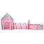 Keezi Kids Playhouse Play Tent Pop Up Castle Crawl Tunnel Basketball Hoop Pink