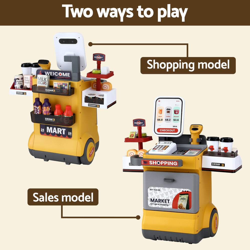 Keezi Kids Pretend Playset Supermarket Shopping Role Play Toy Cash Food 48PCS