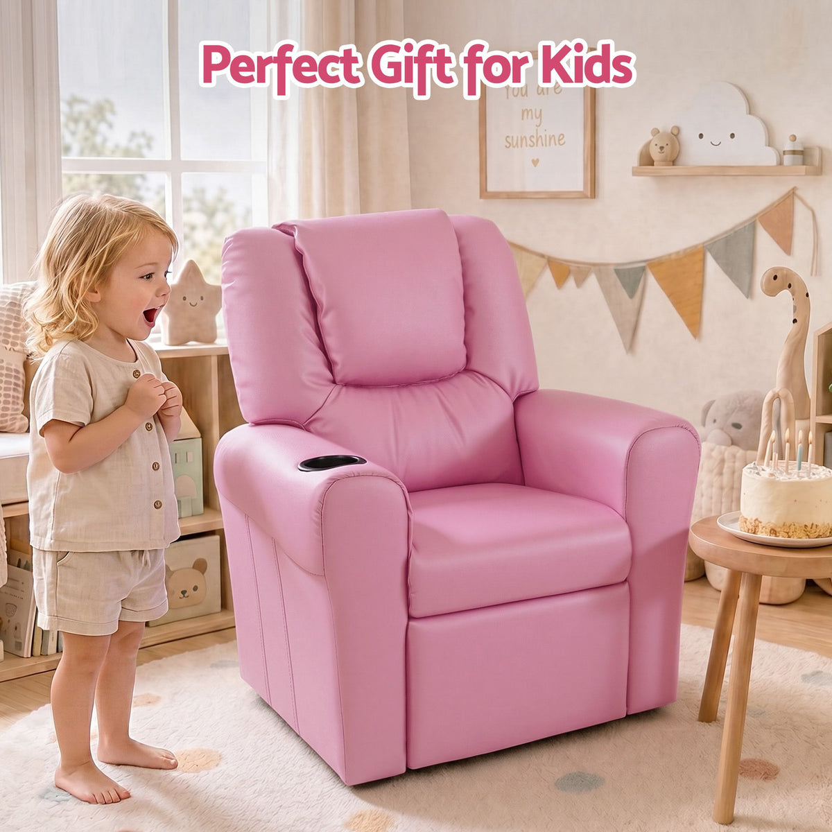 Keezi Kids Recliner Chair PU Leather Sofa Lounge Couch Children Armchair