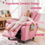 Keezi Kids Recliner Chair PU Leather Toddler Lounge Adjustable Backrest w/ Armrest Storage & 2 Side Pockets Pink
