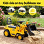 Keezi Kids Ride On Toy Car Bulldozer and Digger with Helmet Outdoor Sandpit Toys Yellow