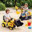 Keezi Kids Ride On Toy Car Bulldozer and Digger with Helmet Outdoor Sandpit Toys Yellow