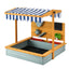 Keezi Kids Sandpit Wooden Canopy Sandbox With Cover Funnel Outdoor Toys 110cm Green