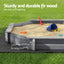 Keezi Kids Sandpit Wooden Round Sand Pit with Cover Bench Seat Beach Toys 182cm Grey