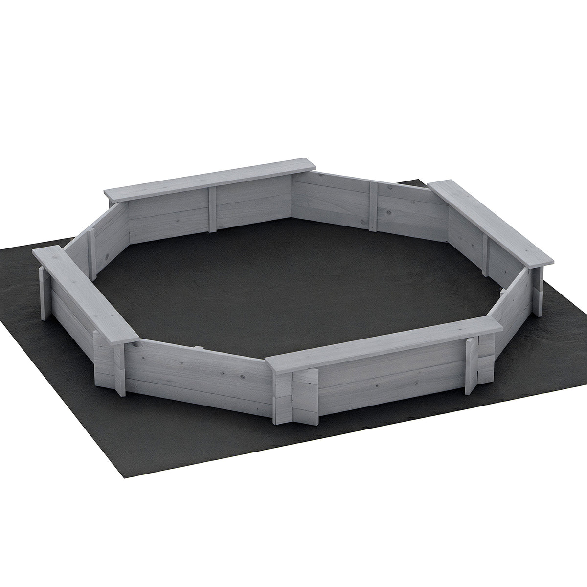 Keezi Kids Sandpit Wooden Round Sand Pit with Cover Bench Seat Beach Toys 182cm Grey