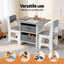 Keezi Kids Table and 2 Chairs Set Wooden Activity Table wit 2 Storage Drawers, Toddler Table and Chair Set for Children Drawing, Reading, Crafts, Eating, Grey