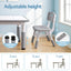 Keezi Kids Table and 4 Chairs Set Height Adjustable Toddler Desk and Chair Set for Ages 3-8, Children Activity Table with Graffiti Desktop for Learning Drawing Playing, Grey