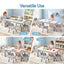 Keezi Kids Table and 4 Chairs Set Height Adjustable Toddler Desk and Chair Set for Ages 3-8, Children Activity Table with Graffiti Desktop for Learning Drawing Playing, Grey