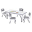 Keezi Kids Table and 4 Chairs Set Height Adjustable Toddler Desk and Chair Set for Ages 3-8, Children Activity Table with Graffiti Desktop for Learning Drawing Playing, Grey