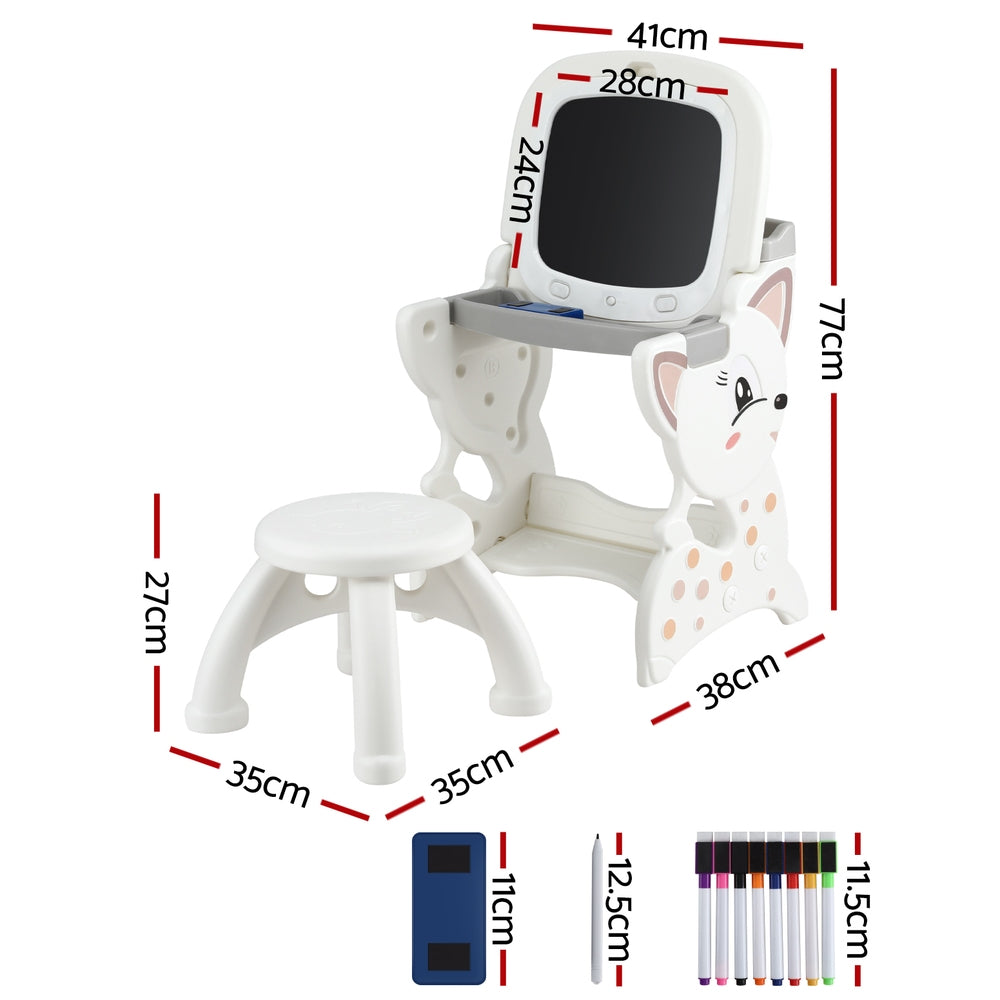 Keezi Kids Table and Chair Set 2 in 1 Easel Desk Stool w/ LCD Writing Tablet