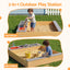 Keezi Wooden Sandpit Sand Pit Outdoor Kids Toy Box Mud Kitchen Sink Storage Bench