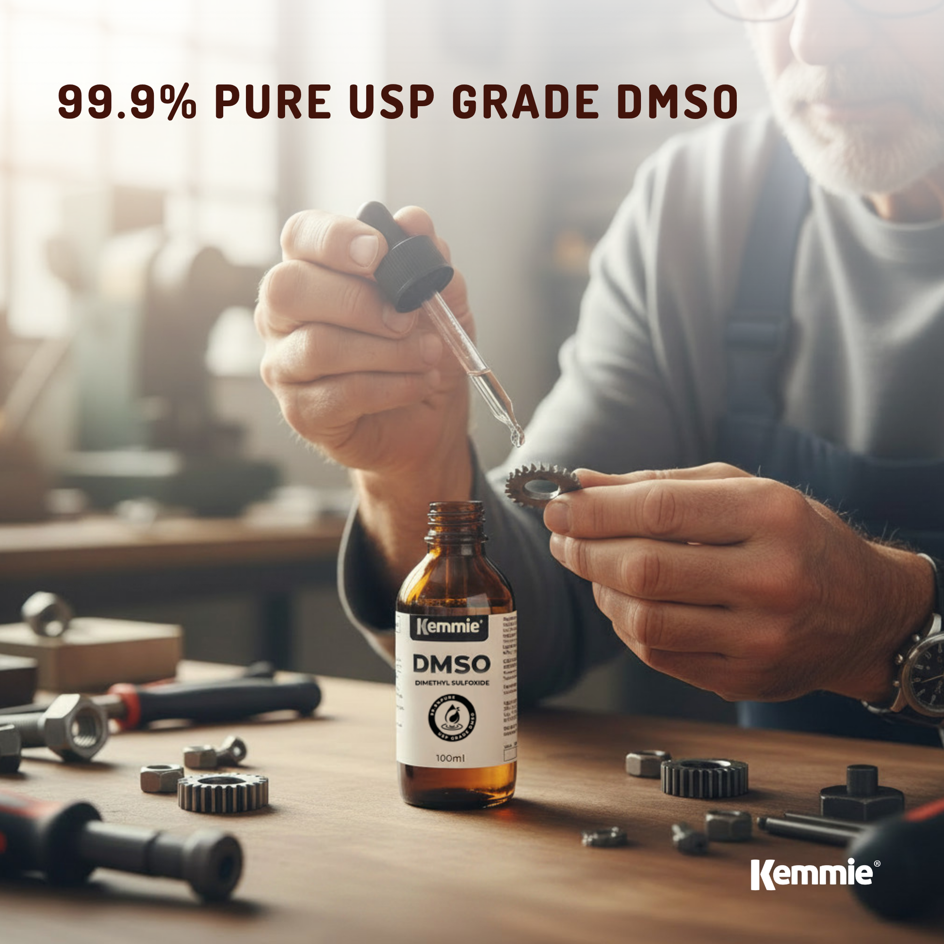 Kemmie 100ml DMSO Liquid 99.9% Pure - USP Grade Dimethyl Sulfoxide Dropper