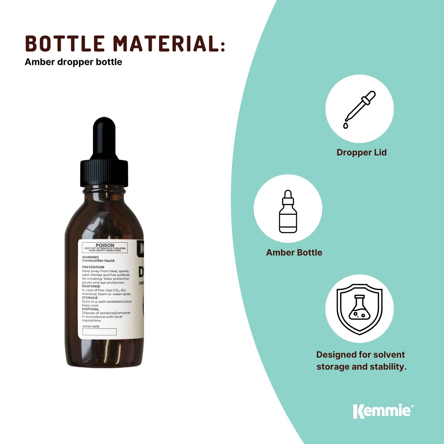 Kemmie 100ml DMSO Liquid 99.9% Pure - USP Grade Dimethyl Sulfoxide Dropper