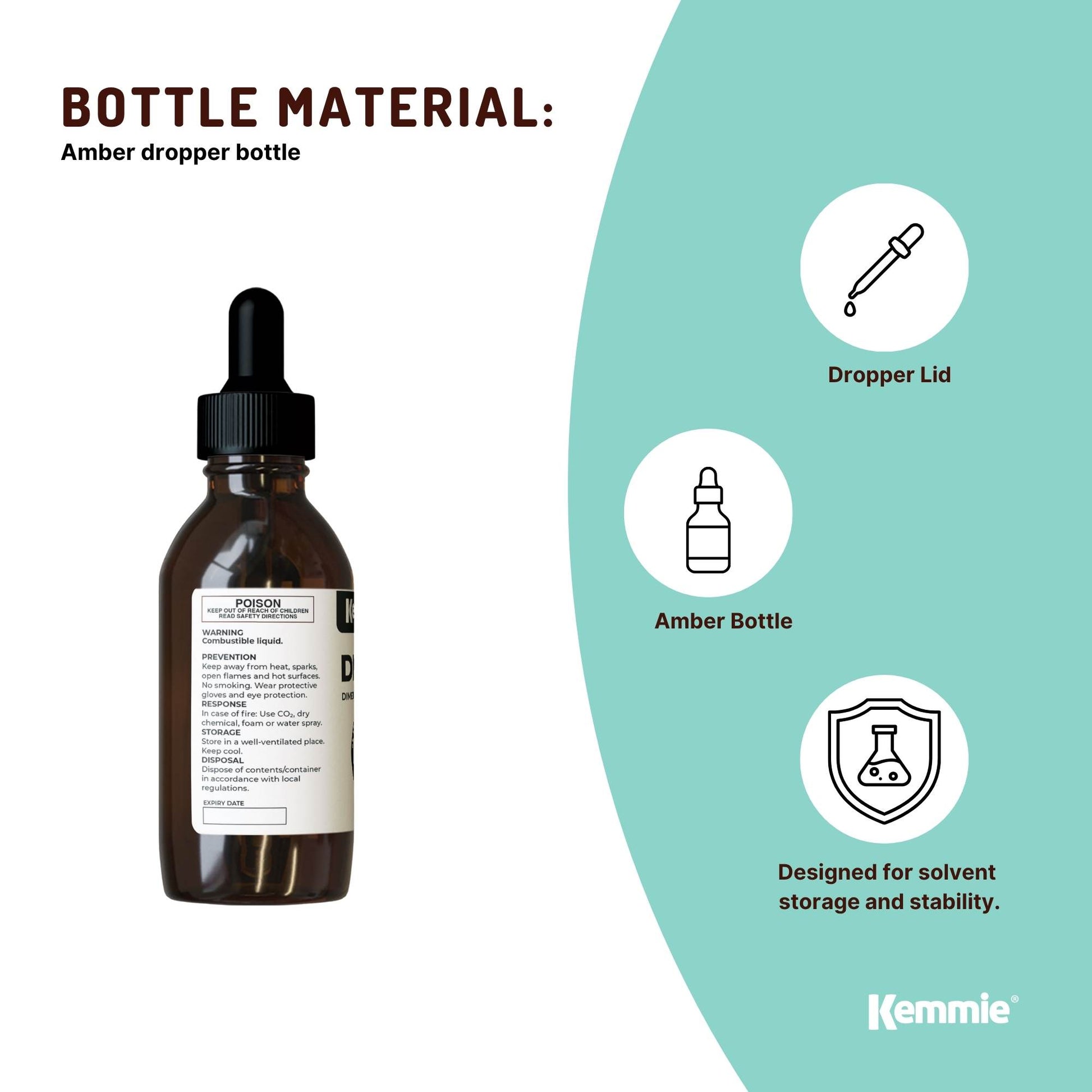 Kemmie 100ml DMSO Liquid 99.9% Pure - USP Grade Dimethyl Sulfoxide Dropper