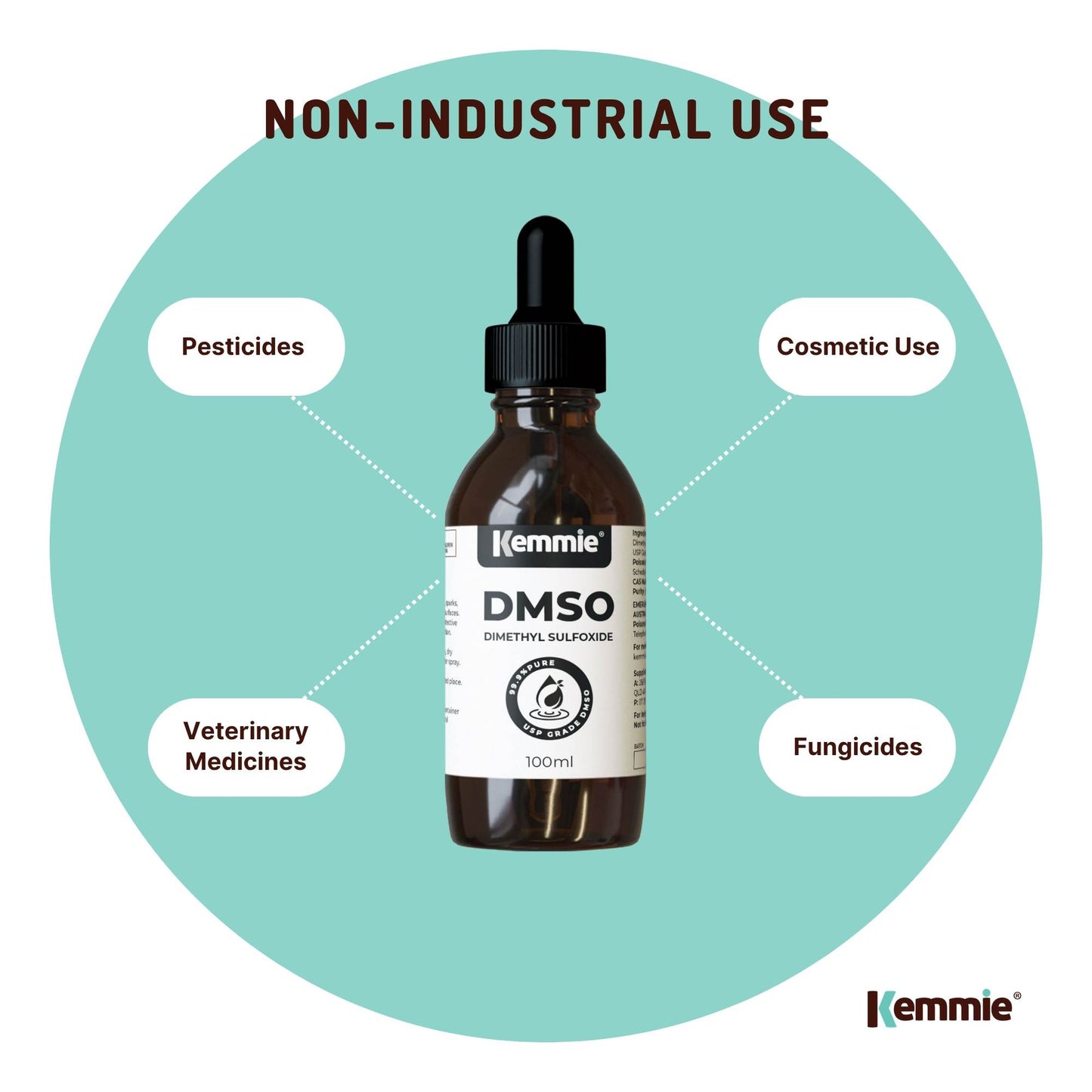 Kemmie 100ml DMSO Liquid 99.9% Pure - USP Grade Dimethyl Sulfoxide Dropper