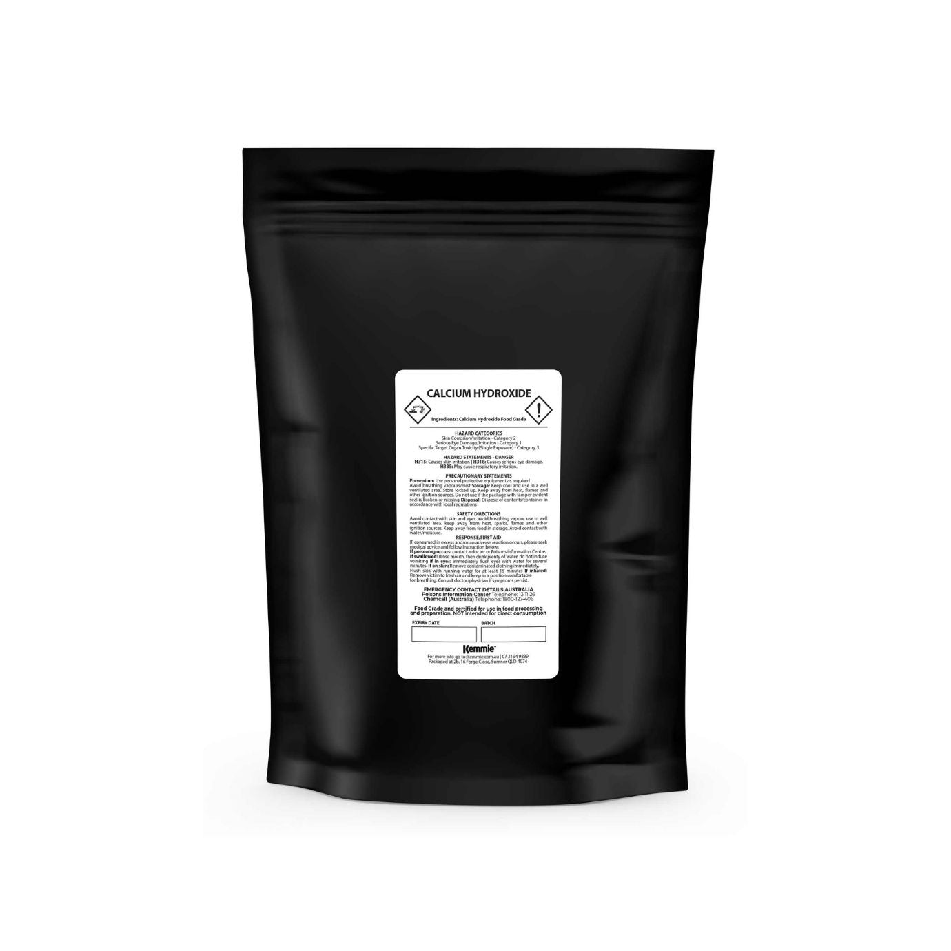 Kemmie 1Kg Calcium Hydroxide Powder - Food Grade Pickling Lime Slaked Lime FCC