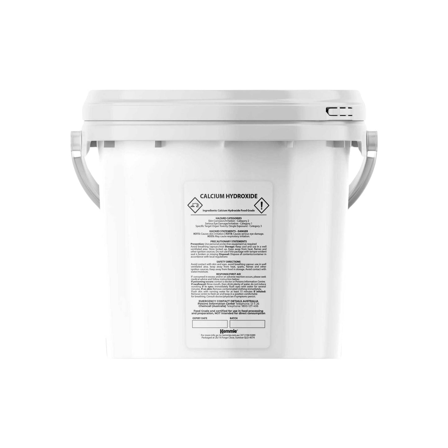 Kemmie 2.5kg Calcium Hydroxide Powder Tub - Food Grade Pickling Lime FCC