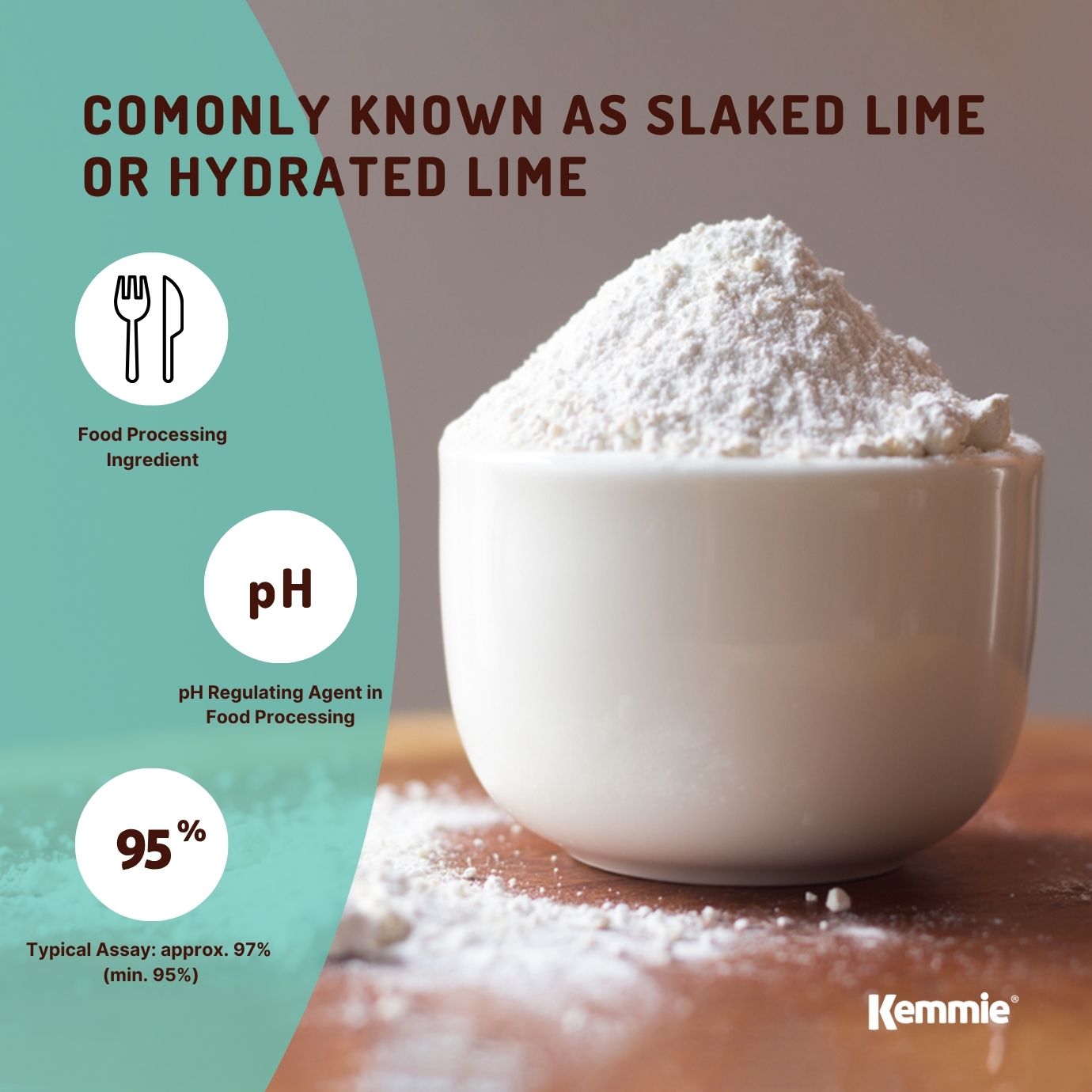Kemmie 400g Calcium Hydroxide Powder - Food Grade Pickling Lime Slaked Lime FCC
