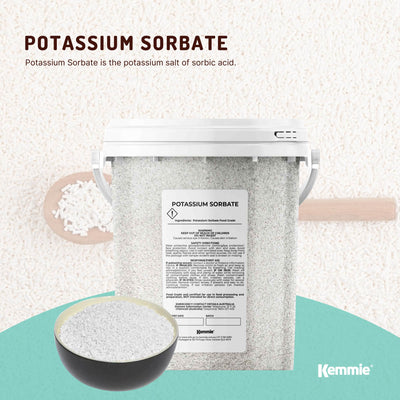 Kemmie 500g Potassium Sorbate Food Grade Granules Tub Preservative E202 Cosmetic