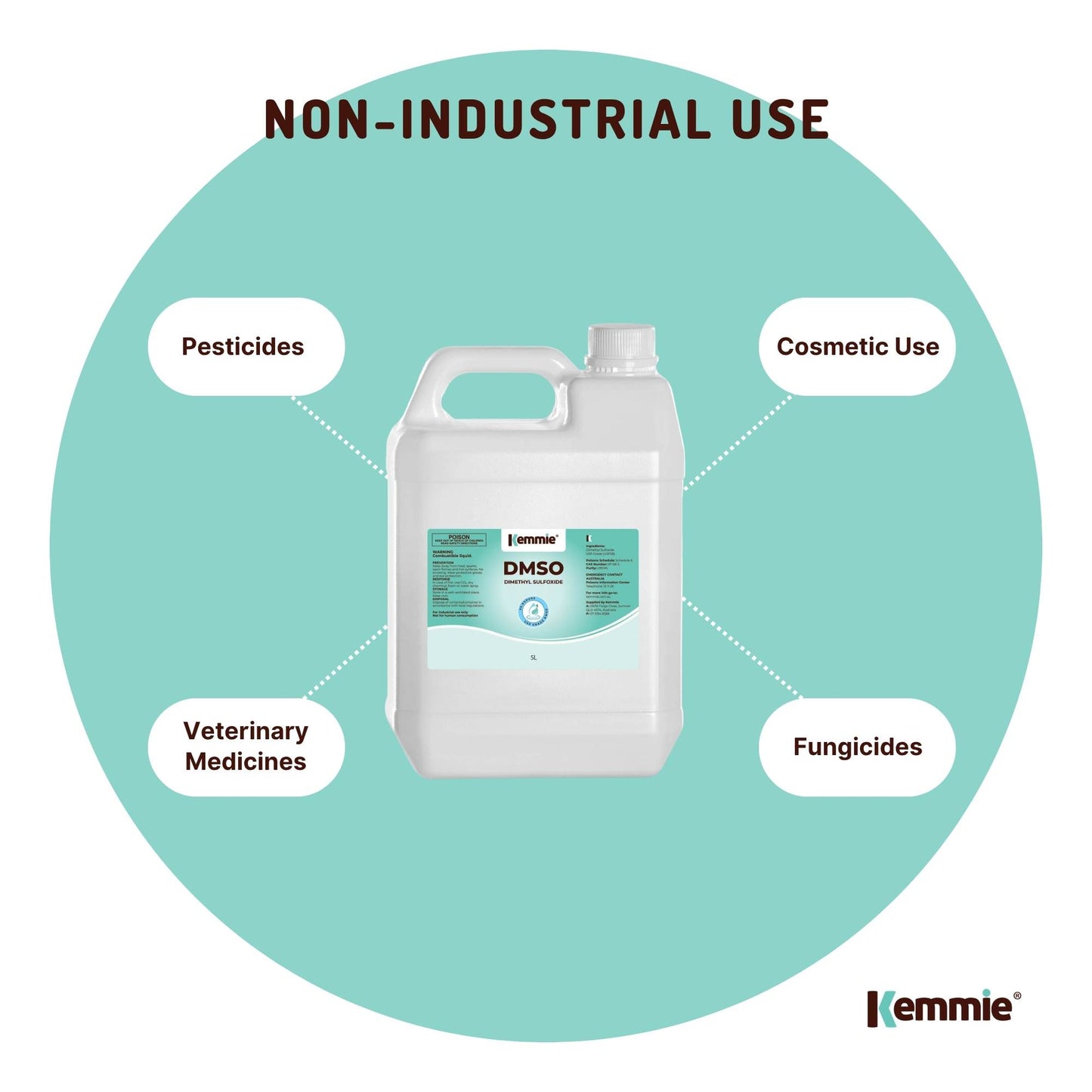 Kemmie 5L DMSO Liquid 99.9% Pure USP Grade Dimethyl Sulfoxide Solvent Bulk