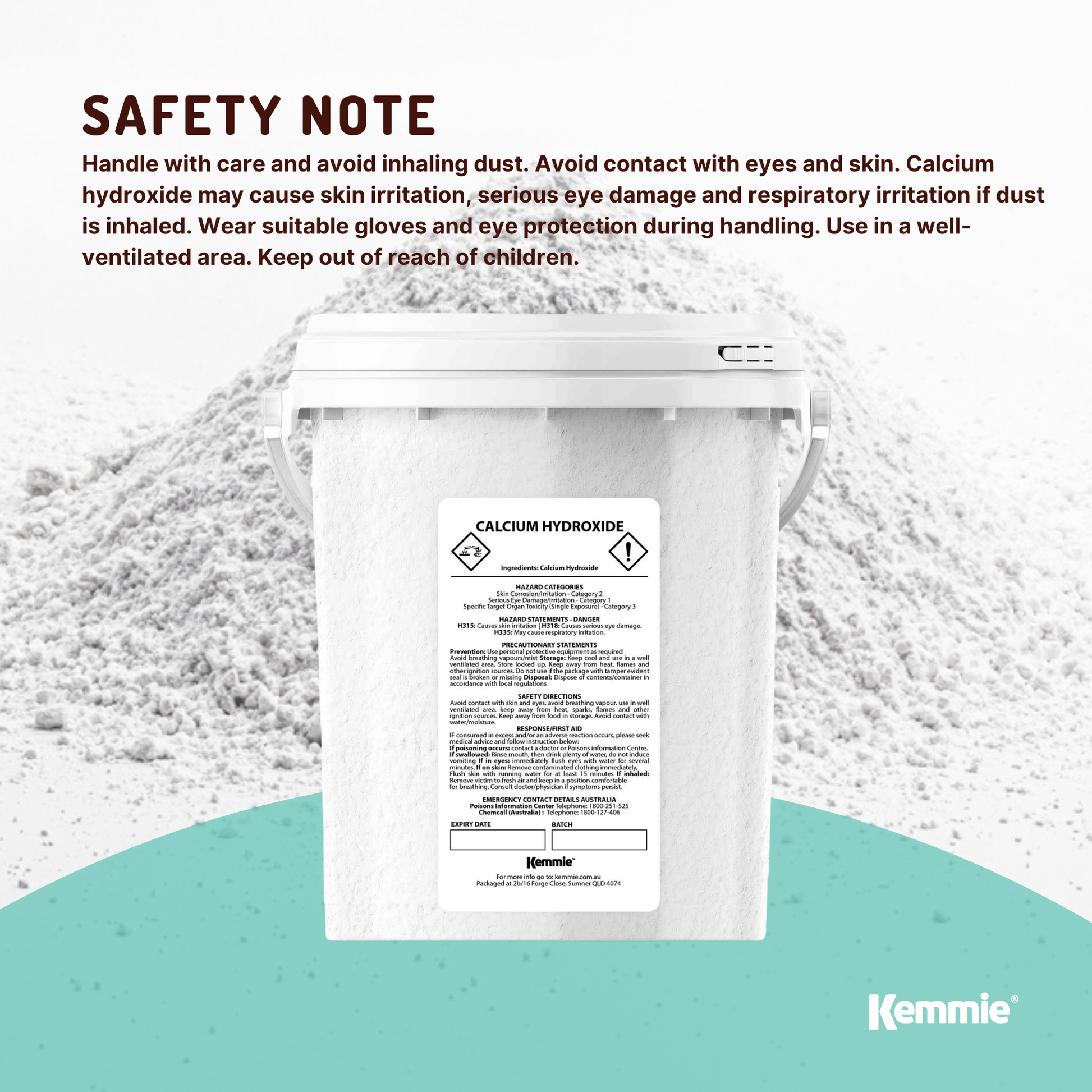 Kemmie 600g Calcium Hydroxide Powder Tub - Food Grade Pickling Lime FCC