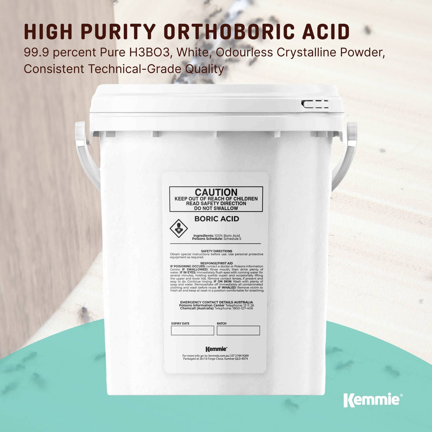Kemmie Boric Acid Powder 99.9% Pure Tubs - Soluble Orthoboric Acid H3BO3