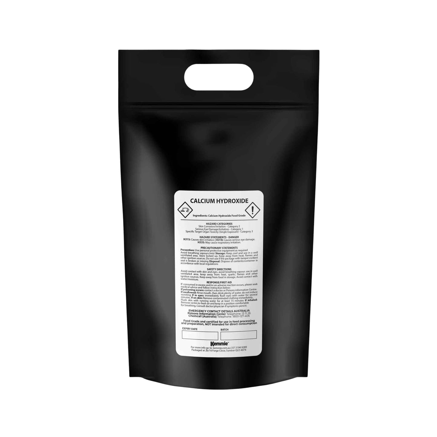 Kemmie Bulk 20Kg Calcium Hydroxide Powder - Food Grade Pickling Lime FCC