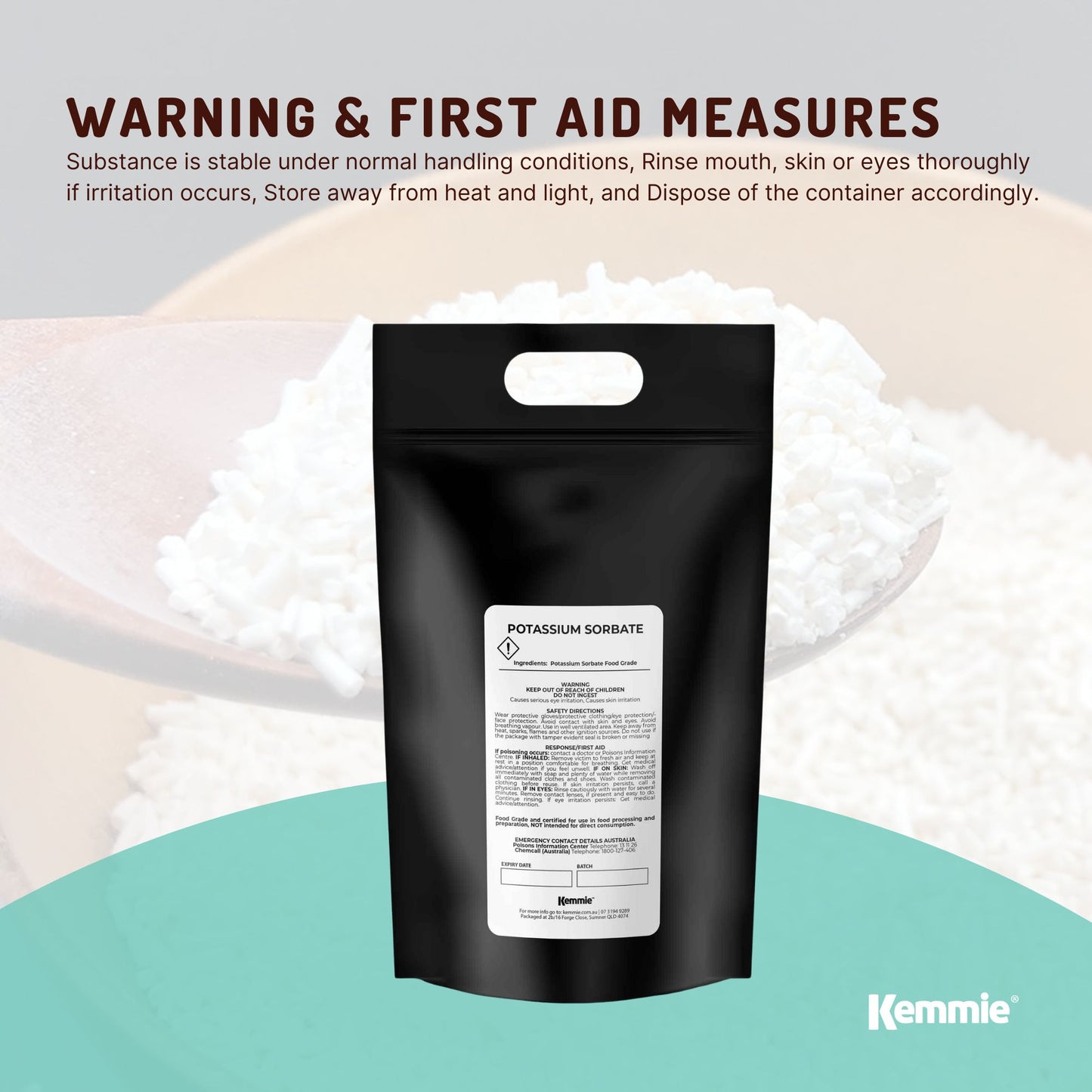 Kemmie Bulk 20Kg Potassium Sorbate Food Grade Granules Preservative E202