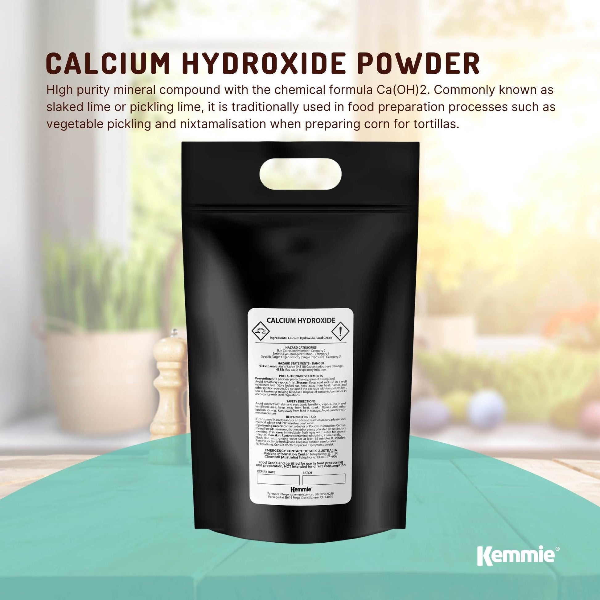 Kemmie Calcium Hydroxide Powder Bags - Food Grade Pickling Lime FCC Bulk
