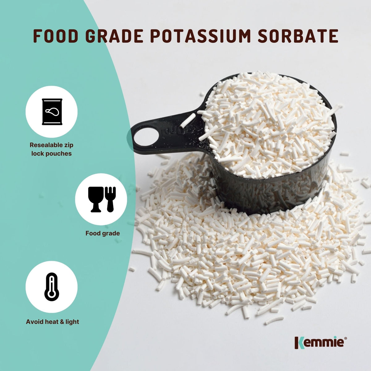 Kemmie Potassium Sorbate Granules E202 Preservative Cosmetic Brewing