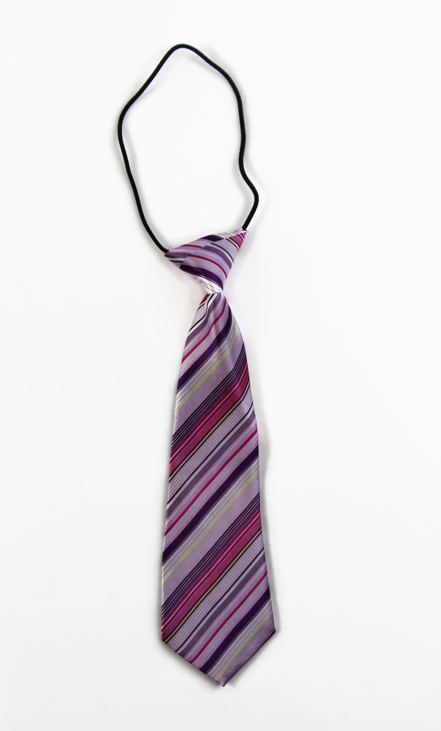 Kids Boys Diagonal Patterned Elastic Neck Tie - Shades Of Pink